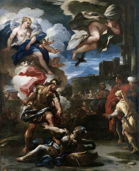 Aeneas defeats Turnus a Luca Giordano