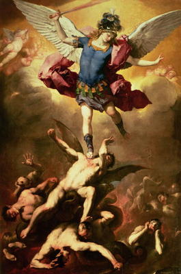 Archangel Michael overthrows the rebel angel, c.1660-65 a Luca Giordano