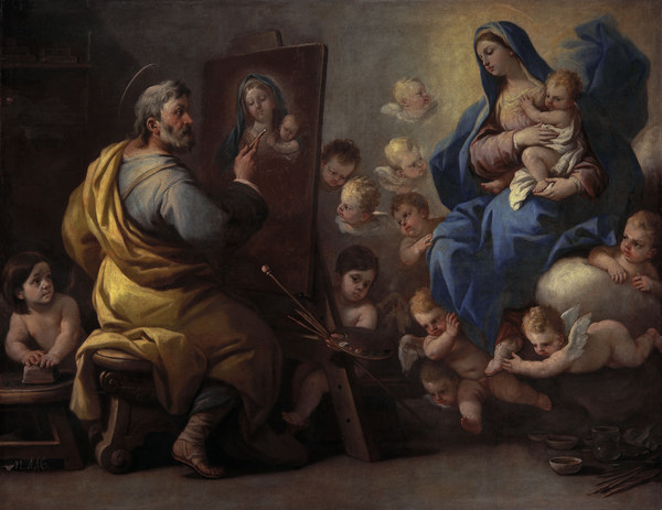 L.Giordano, hl. Lukas malt die Madonna a Luca Giordano