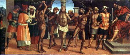 The Flagellation, detail of the predella panel from the altarpiece of the Trinity with Madonna and C a Luca Signorelli