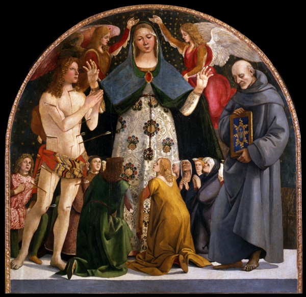 Madonna of Mercy and Saints Sebastian and Bernardino da Siena a Luca Signorelli