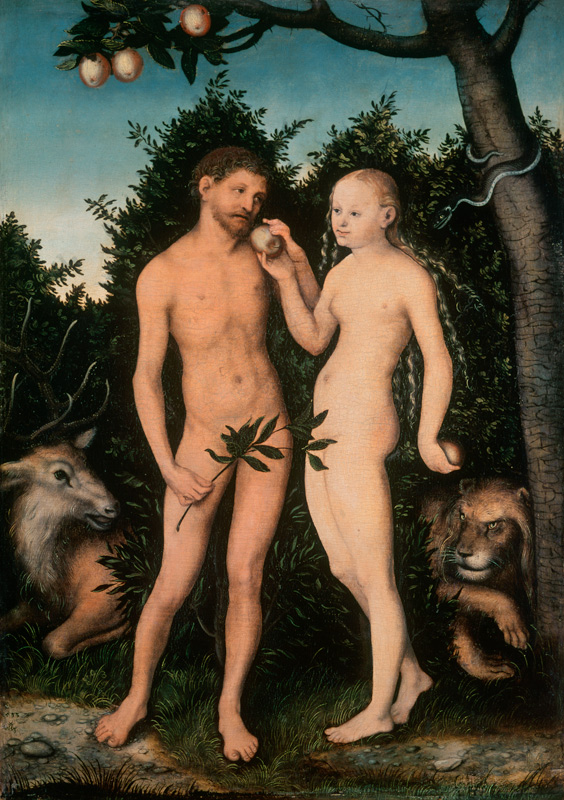 Adam and Eve in paradise (The Fall) a Lucas Cranach il Vecchio