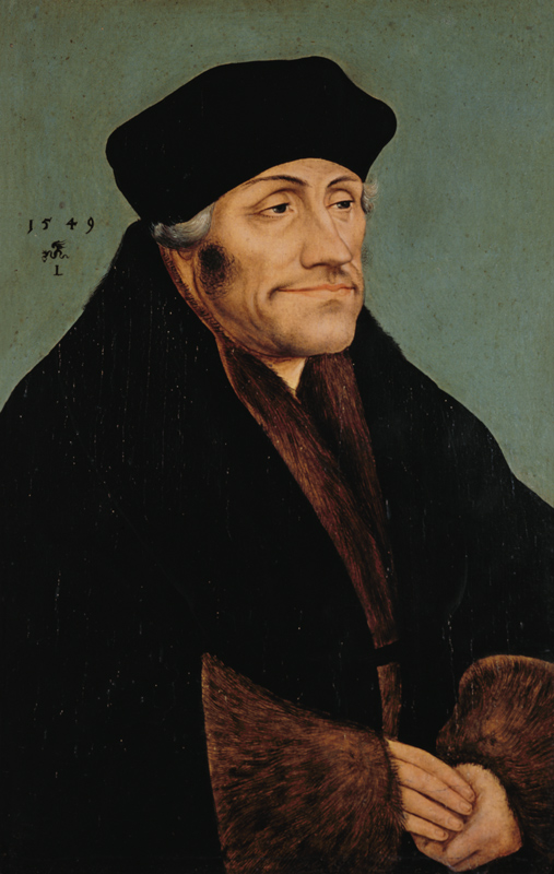 Portrait of the Erasmus of Rotterdam. a Lucas Cranach il Vecchio