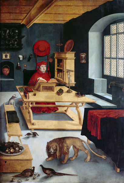 Cardinal Albrecht of Brandenburg, archbishop of Mainz, when St. Hieronymus. a Lucas Cranach il Vecchio