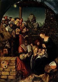 The adoration of the St. three kings a Lucas Cranach il Vecchio