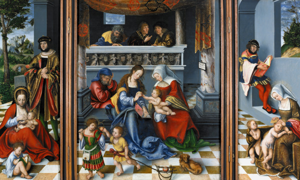 Torgauer altar of Li.Maria Kleophas/Alphäus Mi.die St. extended family, ReMaria Salome un Zebedäus. a Lucas Cranach il Vecchio