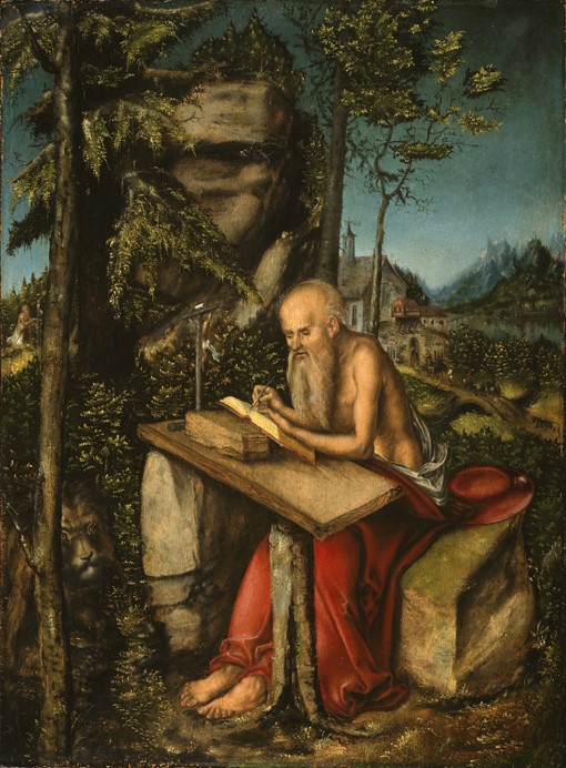 Saint Jerome in a Rocky Landscape a Lucas Cranach il Vecchio