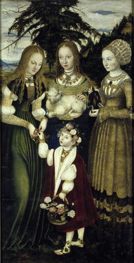 Die Heiligen Dorothea, Agnes und Kunigunde a Lucas Cranach il Vecchio