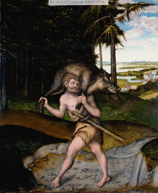 Heracles and the Erymanthian Boar (From The Labours of Hercules) a Lucas Cranach il Vecchio