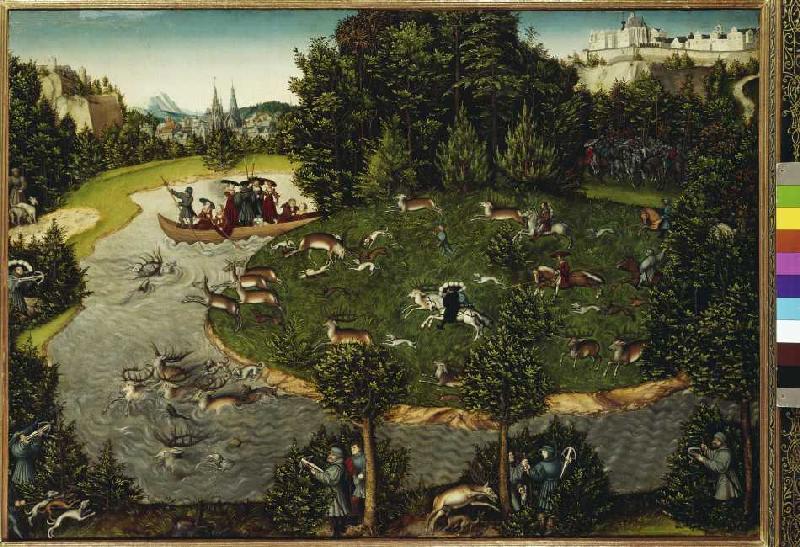 The stag-hunt of the Elector Friedrich reject a Lucas Cranach il Vecchio