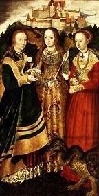 Katharinen altar ReTafel: The hll. Barbara, Ursula and Margaretha. a Lucas Cranach il Vecchio