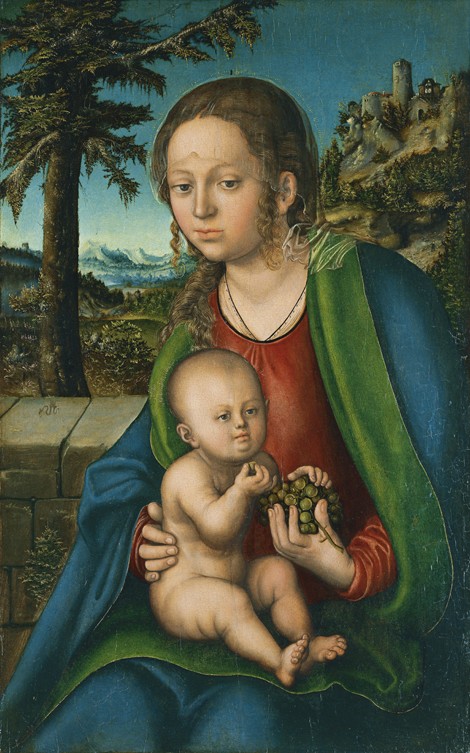 The Virgin with Child with a Bunch Grapes a Lucas Cranach il Vecchio