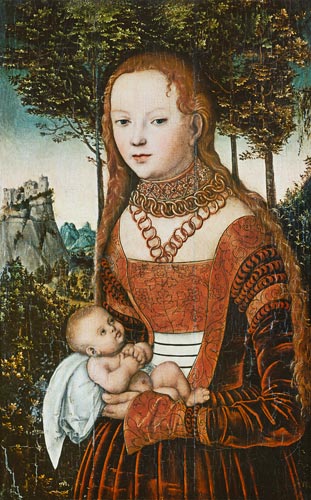 Mother with child. a Lucas Cranach il Vecchio