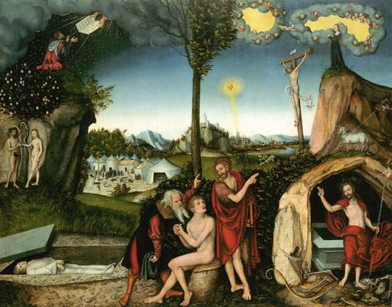 Fall of Man and release of the man a Lucas Cranach il Vecchio