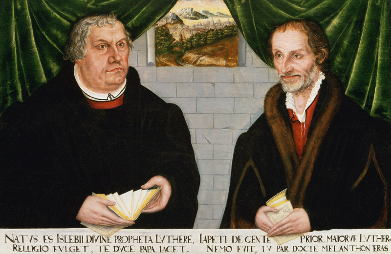 Double Portrait of Martin Luther (1483-1546) and Philip Melanchthon (1497-1560) a Lucas Cranach d. J.