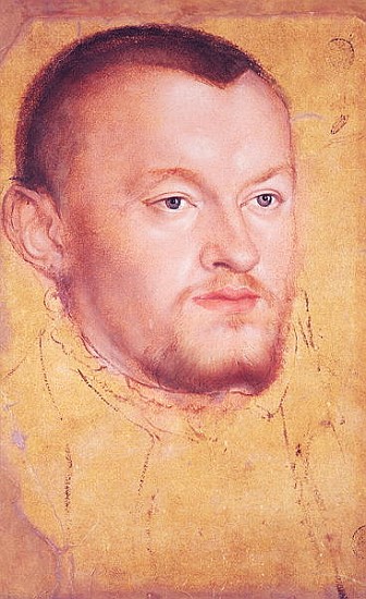 Portrait of Augustus I (1526-86) Elector of Saxony (oil, gouache & w/c on paper) a Lucas Cranach d. J.