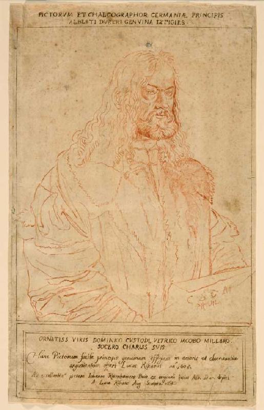 Bildnis Albrecht Dürers (nach Hans Rottenhammers Kopie des Selbstbildnisses auf dem Rosenkranz-Bild  a Lucas Kilian