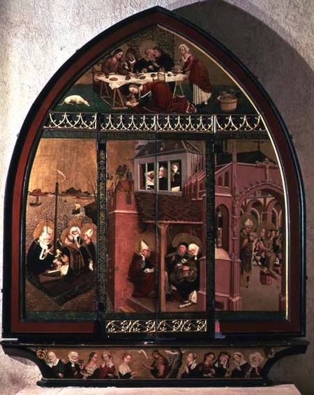 The Tiefenbronn Altarpiece (closed) 1432 (tempera & oil on parchment & panel) a Lucas um Moser