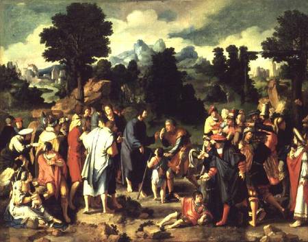 The Healing of the Blind Man of Jericho, central panel of triptych a Lucas van Leyden