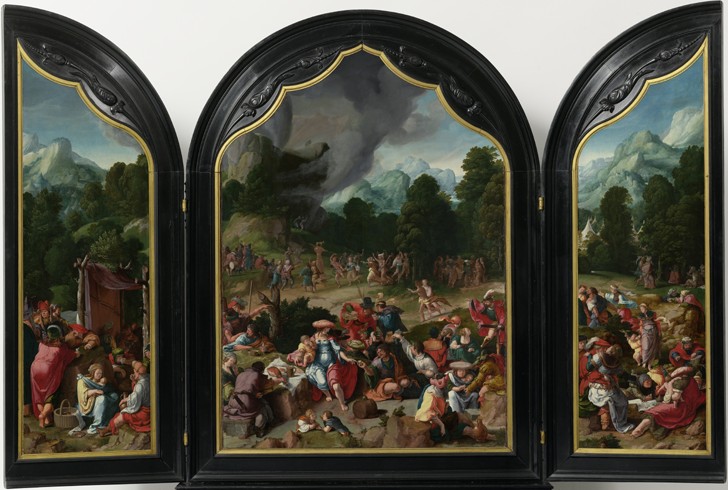 Triptych with the Adoration of the Golden Calf a Lucas van Leyden