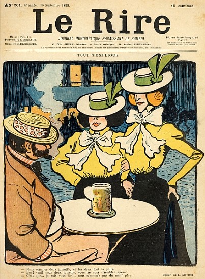 Half-sisters, from the front cover of ''Le Rire'', 10th September 1898 a Lucien Métivet