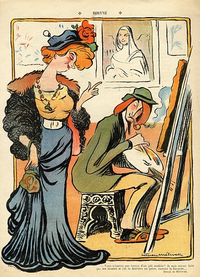 Phryne: caricature of an artist''s model, from the back cover of ''Le Rire'', 23rd February 1907 a Lucien Métivet