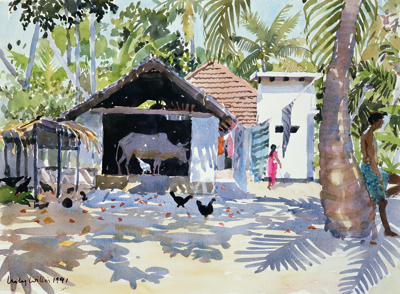 The Backwaters, Kerala, India, 1991 (w/c on paper)  a Lucy Willis