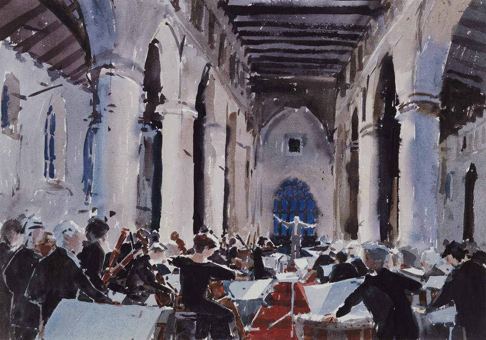The Overture, St. Mary''s Bridgwater, 1989 (w/c on paper)  a Lucy Willis