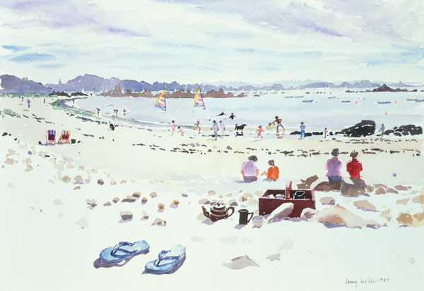 Cobo Bay, Guernsey, 1987 (w/c on paper)  a Lucy Willis