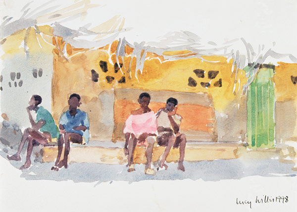 Children Waiting, 1998 (w/c on paper)  a Lucy Willis