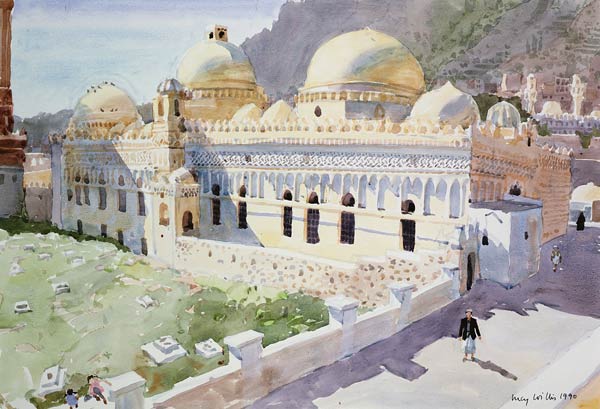 Mosque, Taiz, Yemen, 1990 (w/c on paper)  a Lucy Willis