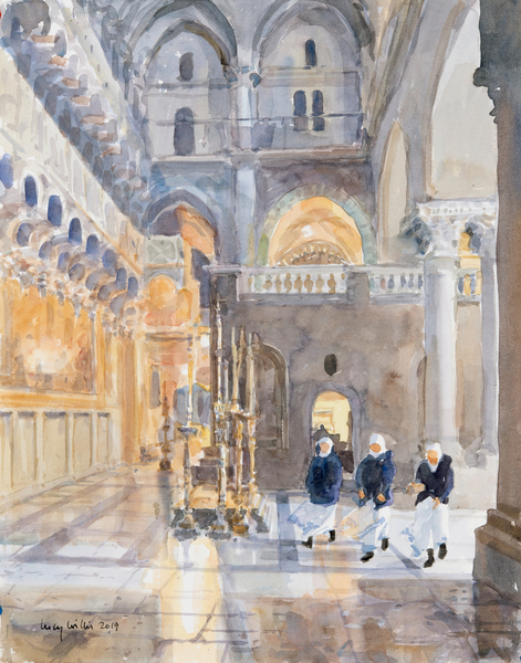 Novices at the Church of the Holy Sepulchre, Jerusalem a Lucy Willis