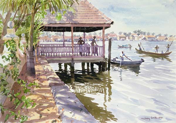 The Jetty, Cochin, 1991 (w/c on paper)  a Lucy Willis