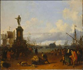 View of the Amsterdam Harbour at the IJ River