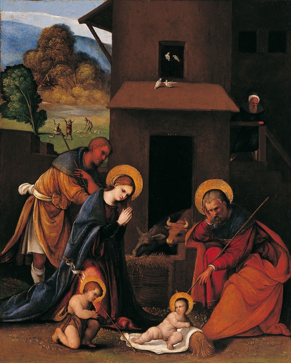 The Nativity with the Annunciation to the Shepherds a Ludovico Mazzolino