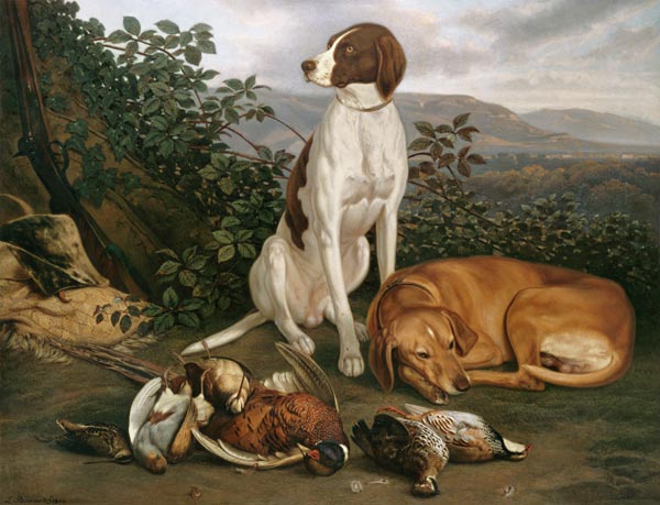 Cani da caccia con selvaggina a Ludwig Burckhardt