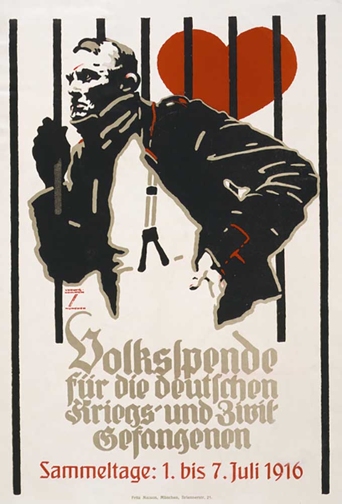 Fund raising poster for the Peoples Fund for German War and Civil Prisoners, Collection days July 1- a Ludwig Hohlwein