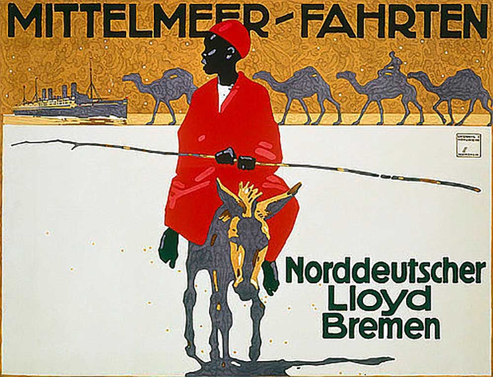 Advertising poster of North German Lloyd for Mediterranean cruises a Ludwig Hohlwein