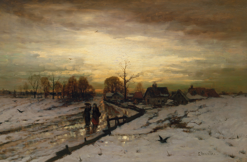Snow Scene: Sunset a Ludwig Munthe