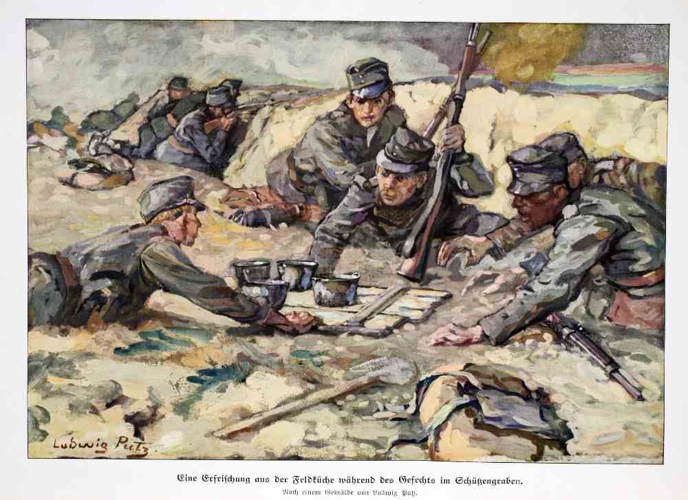Refreshment during battle in the trenches a Ludwig Putz