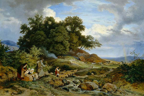 Bohemian shepherd landscape. a Ludwig Richter