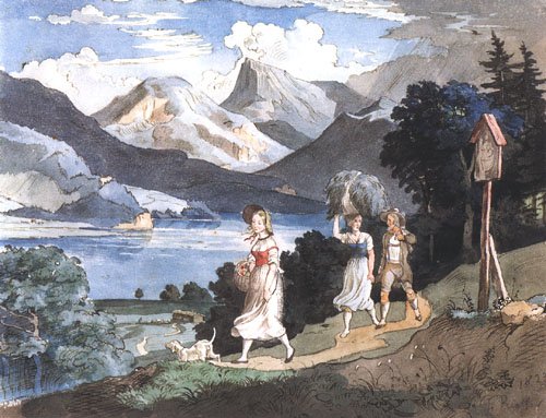 The Fuschsee with the sheep mountain in the salt chamber good a Ludwig Richter