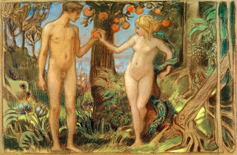 Adam und Eva beim Baum der Erkenntnis a Ludwig von Hofmann