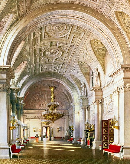 View of the White Hall in the Winter Palace in St. Petersburg a Luigi (Ludwig Osipovich) Premazzi