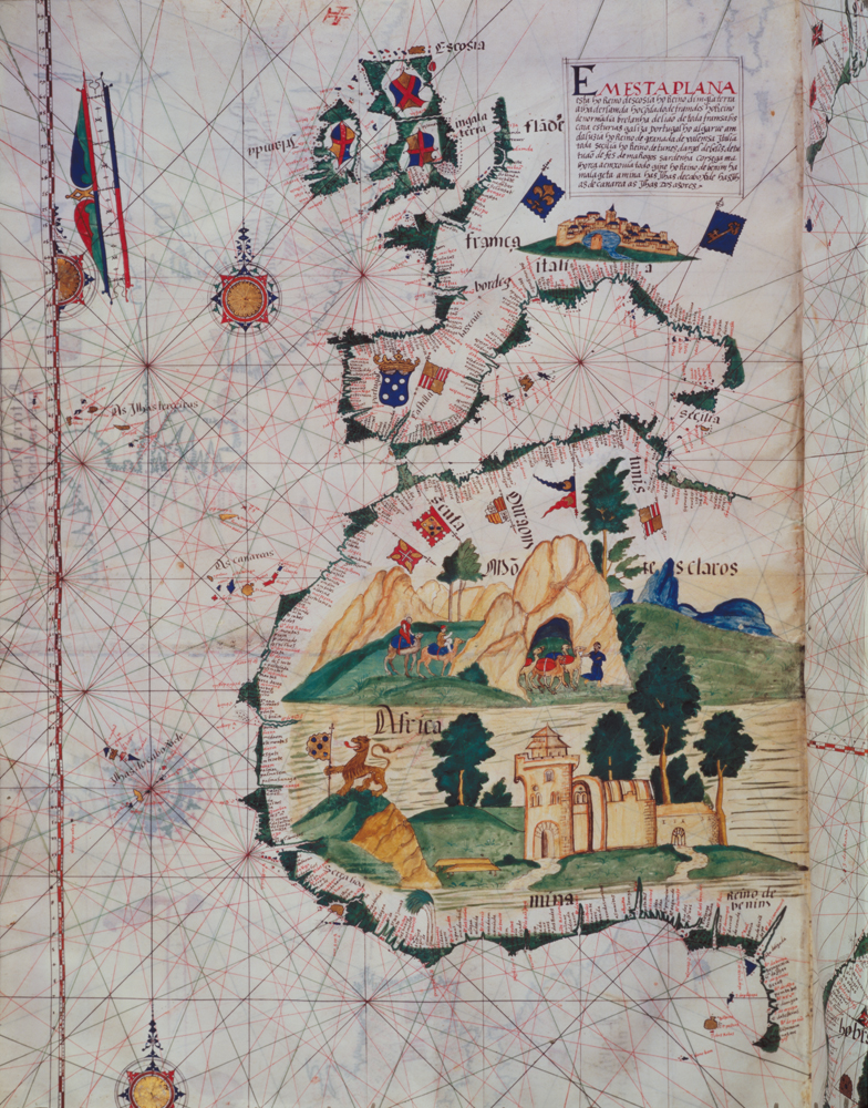 Fol.5v Map of Great Britain, Europe and North West Africa, from Portugaliae Monumenta  Cartographica a Luis Lazaro