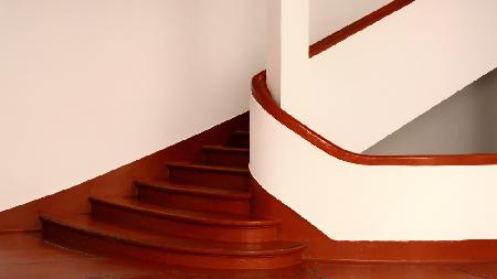 copper-coloured stairs