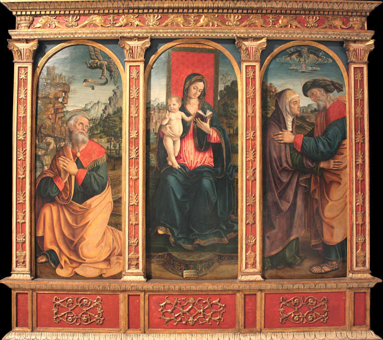 Virgin and Child, The Annunciation to Joachim, and The Meeting at the Golden Gate a Macrino d'Alba