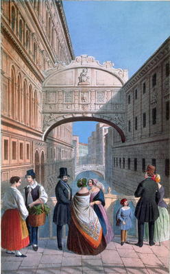 The Bridge of Sighs, Venice, engraved by Brizeghel (litho) a Marco Moro