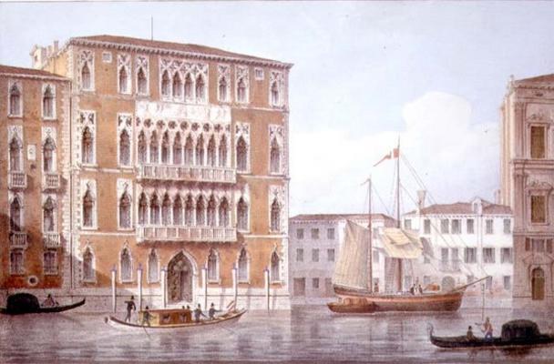 The Ca' Foscari, Venice, engraved by Brizeghel (litho) a Marco Moro