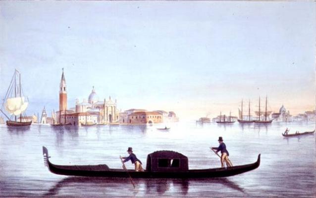 Venetian Gondola, engraved by Brizeghel (litho) a Marco Moro
